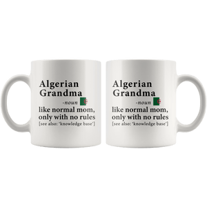 RobustCreative-Algerian Grandma Definition Algeria Flag Grandmother - 11oz White Mug family reunion gifts Gift Idea