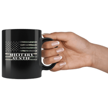 Load image into Gallery viewer, RobustCreative-American Camo Flag Auntie USA Patriot Family - Military Family 11oz Black Mug Active Component on Duty support troops Gift Idea - Both Sides Printed
