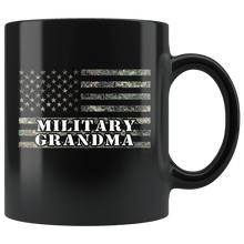 Load image into Gallery viewer, RobustCreative-American Camo Flag Grandma USA Patriot Family - Military Family 11oz Black Mug Active Component on Duty support troops Gift Idea - Both Sides Printed
