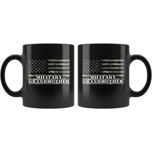 RobustCreative-American Camo Flag Grandmother USA Patriot Family - Military Family 11oz Black Mug Active Component on Duty support troops Gift Idea - Both Sides Printed