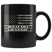 Load image into Gallery viewer, RobustCreative-American Camo Flag Grannie USA Patriot Family - Military Family 11oz Black Mug Active Component on Duty support troops Gift Idea - Both Sides Printed
