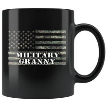 Load image into Gallery viewer, RobustCreative-American Camo Flag Granny USA Patriot Family - Military Family 11oz Black Mug Active Component on Duty support troops Gift Idea - Both Sides Printed
