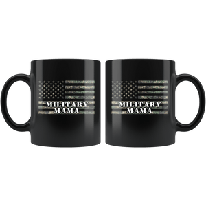 RobustCreative-American Camo Flag Mama USA Patriot Family - Military Family 11oz Black Mug Active Component on Duty support troops Gift Idea - Both Sides Printed