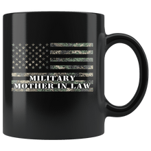 Load image into Gallery viewer, RobustCreative-American Camo Flag Mother In Law USA Patriot Family - Military Family 11oz Black Mug Active Component on Duty support troops Gift Idea - Both Sides Printed
