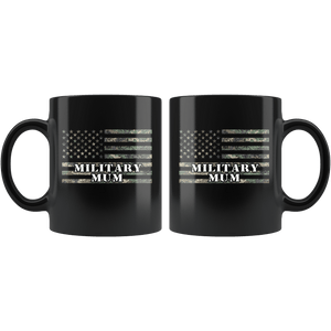 RobustCreative-American Camo Flag Mum USA Patriot Family - Military Family 11oz Black Mug Active Component on Duty support troops Gift Idea - Both Sides Printed