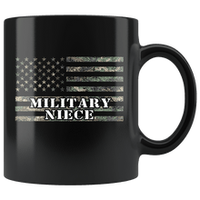 Load image into Gallery viewer, RobustCreative-American Camo Flag Niece USA Patriot Family - Military Family 11oz Black Mug Active Component on Duty support troops Gift Idea - Both Sides Printed
