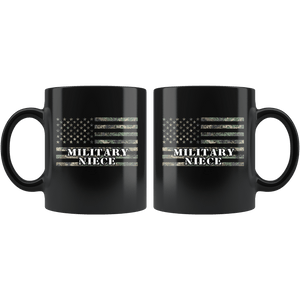 RobustCreative-American Camo Flag Niece USA Patriot Family - Military Family 11oz Black Mug Active Component on Duty support troops Gift Idea - Both Sides Printed