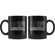 Load image into Gallery viewer, RobustCreative-American Camo Flag Sister In Law USA Patriot Family - Military Family 11oz Black Mug Active Component on Duty support troops Gift Idea - Both Sides Printed
