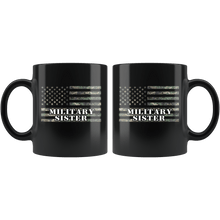 Load image into Gallery viewer, RobustCreative-American Camo Flag Sister USA Patriot Family - Military Family 11oz Black Mug Active Component on Duty support troops Gift Idea - Both Sides Printed
