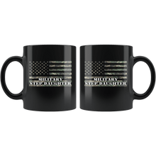 Load image into Gallery viewer, RobustCreative-American Camo Flag Step Daughter USA Patriot Family - Military Family 11oz Black Mug Active Component on Duty support troops Gift Idea - Both Sides Printed
