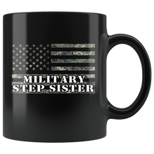 Load image into Gallery viewer, RobustCreative-American Camo Flag Step Sister USA Patriot Family - Military Family 11oz Black Mug Active Component on Duty support troops Gift Idea - Both Sides Printed
