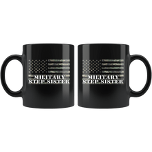 Load image into Gallery viewer, RobustCreative-American Camo Flag Step Sister USA Patriot Family - Military Family 11oz Black Mug Active Component on Duty support troops Gift Idea - Both Sides Printed
