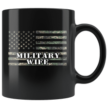 Load image into Gallery viewer, RobustCreative-American Camo Flag Wife USA Patriot Family - Military Family 11oz Black Mug Active Component on Duty support troops Gift Idea - Both Sides Printed
