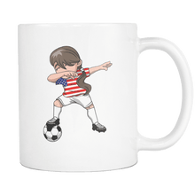 Load image into Gallery viewer, RobustCreative-American Dabbing Soccer Girl - Soccer Pride - America Flag Gift America Football Gift - 11oz White Funny Coffee Mug Women Men Friends Gift ~ Both Sides Printed
