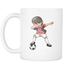 Load image into Gallery viewer, RobustCreative-American Dabbing Soccer Girl - Soccer Pride - America Flag Gift America Football Gift - 11oz White Funny Coffee Mug Women Men Friends Gift ~ Both Sides Printed

