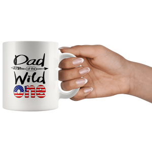 RobustCreative-American Dad of the Wild One Birthday America Flag Coffee White 11oz Mug Gift Idea