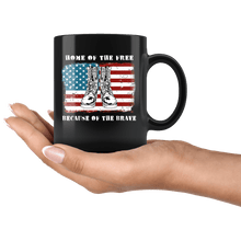 Load image into Gallery viewer, RobustCreative-American Flag Home of the Free Combat Boots 4th July - Military Family 11oz Black Mug Deployed Duty Forces support troops CONUS Gift Idea - Both Sides Printed
