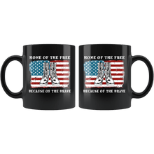 Load image into Gallery viewer, RobustCreative-American Flag Home of the Free Combat Boots Veterans - Military Family 11oz Black Mug Deployed Duty Forces support troops CONUS Gift Idea - Both Sides Printed
