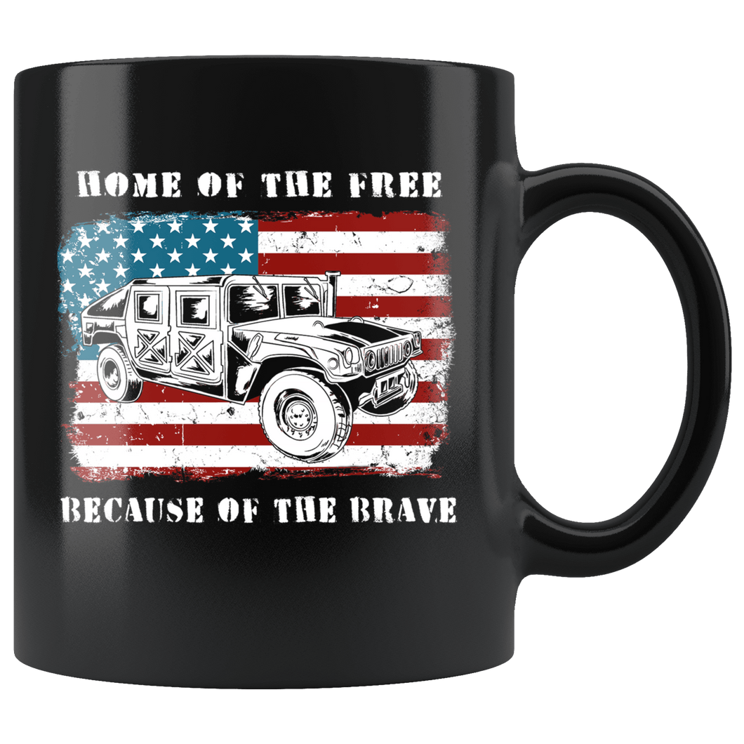 RobustCreative-American Flag Home of the Free Iraq 4th of July - Military Family 11oz Black Mug Deployed Duty Forces support troops CONUS Gift Idea - Both Sides Printed