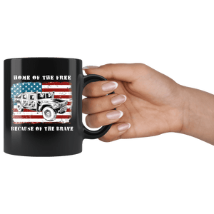 RobustCreative-American Flag Home of the Free Iraq 4th of July - Military Family 11oz Black Mug Deployed Duty Forces support troops CONUS Gift Idea - Both Sides Printed