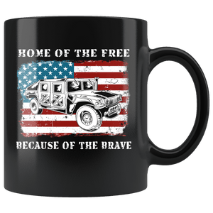 RobustCreative-American Flag Home of the Free Iraq Veterans Day - Military Family 11oz Black Mug Deployed Duty Forces support troops CONUS Gift Idea - Both Sides Printed