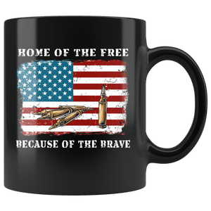 RobustCreative-American Flag Home of the Free Veterans Ammo - Military Family 11oz Black Mug Deployed Duty Forces support troops CONUS Gift Idea - Both Sides Printed
