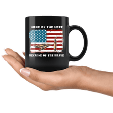 Load image into Gallery viewer, RobustCreative-American Flag Home of the Free Veterans Ammo Tip - Military Family 11oz Black Mug Deployed Duty Forces support troops CONUS Gift Idea - Both Sides Printed
