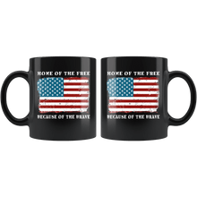 Load image into Gallery viewer, RobustCreative-American Flag Home of the Free Veterans Day - Military Family 11oz Black Mug Retired or Deployed support troops Gift Idea - Both Sides Printed
