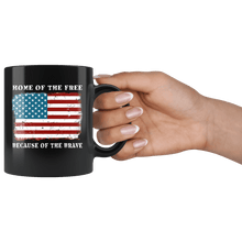 Load image into Gallery viewer, RobustCreative-American Flag Home of the Free Veterans Day - Military Family 11oz Black Mug Retired or Deployed support troops Gift Idea - Both Sides Printed
