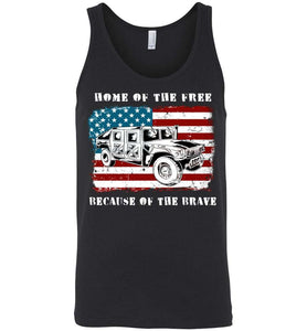 RobustCreative-American Flag Tank Top Home of the Free Iraq 4th of July Deployed Duty Forces Black