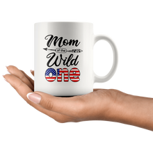 Load image into Gallery viewer, RobustCreative-American Mom of the Wild One Birthday America Flag White 11oz Mug Gift Idea
