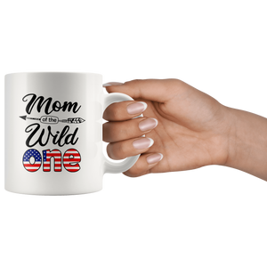 RobustCreative-American Mom of the Wild One Birthday America Flag White 11oz Mug Gift Idea