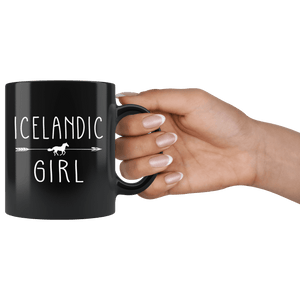 RobustCreative-Icelandic Horse Girl Gifts Horses Lover Riding Racing - 11oz Black Mug Riding Lover Gift Idea