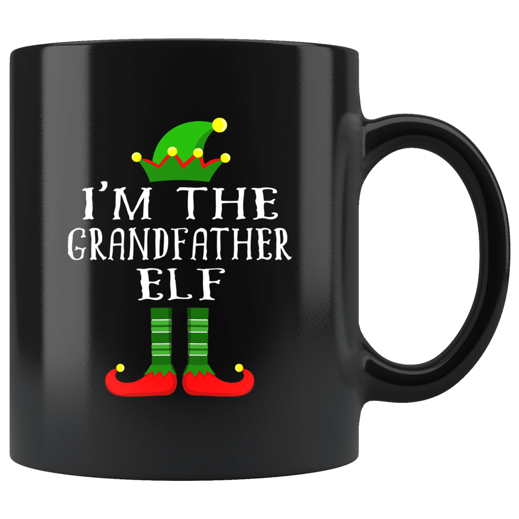 RobustCreative-Im The Grandfather Elf Matching Family Christmas - 11oz Black Mug Christmas group green pjs costume Gift Idea