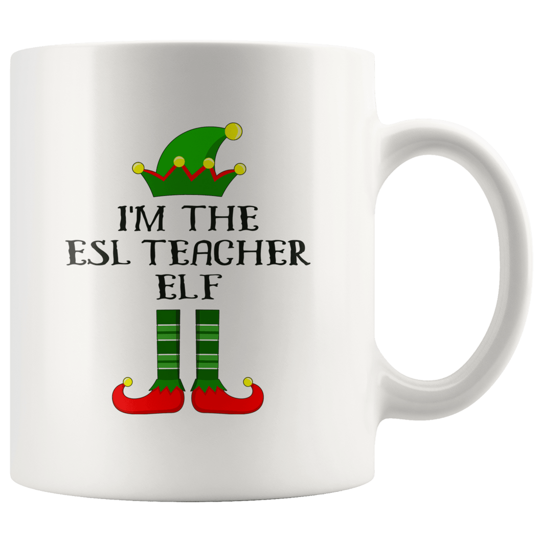 RobustCreative-Im The ESL Teacher Elf Christmas Teaching's - 11oz White Mug I Just Really Like to Teach Cute Tiny Humans Gift Idea