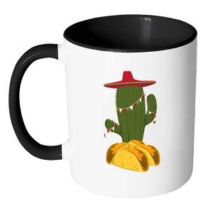RobustCreative-Cactus Grow out of Tacos - Cinco De Mayo Mexican Fiesta - No Siesta Mexico Party - 11oz Black & White Funny Coffee Mug Women Men Friends Gift ~ Both Sides Printed