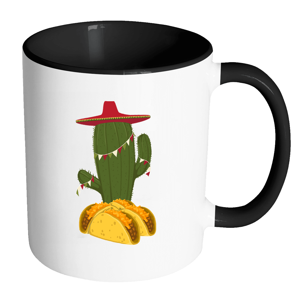 RobustCreative-Cactus Grow out of Tacos - Cinco De Mayo Mexican Fiesta - No Siesta Mexico Party - 11oz Black & White Funny Coffee Mug Women Men Friends Gift ~ Both Sides Printed