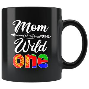 RobustCreative-Eritrean Mom of the Wild One Birthday Eritrea Flag Black 11oz Mug Gift Idea