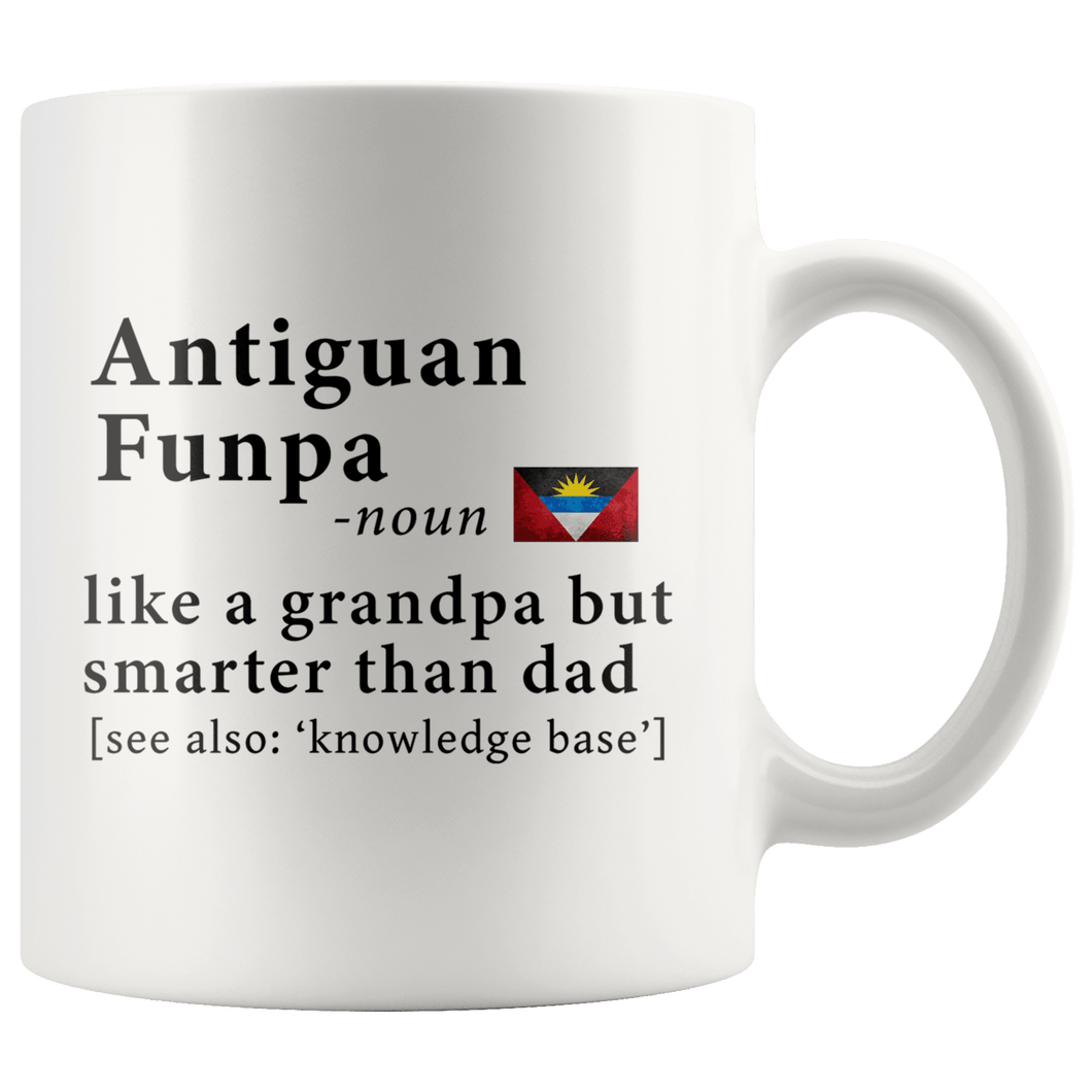 RobustCreative-Antiguan & Barbudan Funpa Definition Antigua & Barbuda Flag Grandpa Day - 11oz White Mug family reunion gifts Gift Idea