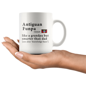 RobustCreative-Antiguan & Barbudan Funpa Definition Antigua & Barbuda Flag Grandpa Day - 11oz White Mug family reunion gifts Gift Idea