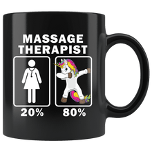 Load image into Gallery viewer, RobustCreative-Massage Therapist Dabbing Unicorn 80 20 Principle Superhero Girl Womens - 11oz Black Mug Medical Personnel Gift Idea
