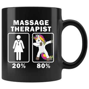 RobustCreative-Massage Therapist Dabbing Unicorn 80 20 Principle Superhero Girl Womens - 11oz Black Mug Medical Personnel Gift Idea