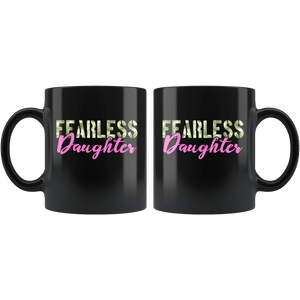 RobustCreative-Fearless Daughter Camo Hard Charger Veterans Day - Military Family 11oz Black Mug Retired or Deployed support troops Gift Idea - Both Sides Printed