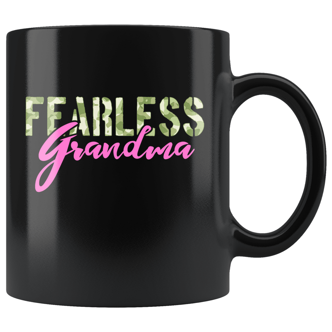 RobustCreative-Fearless Grandma Camo Hard Charger Veterans Day - Military Family 11oz Black Mug Retired or Deployed support troops Gift Idea - Both Sides Printed