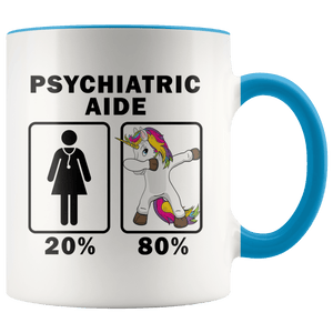 RobustCreative-Psychiatric Aide Dabbing Unicorn 80 20 Principle Superhero Girl Womens - 11oz Accent Mug Medical Personnel Gift Idea