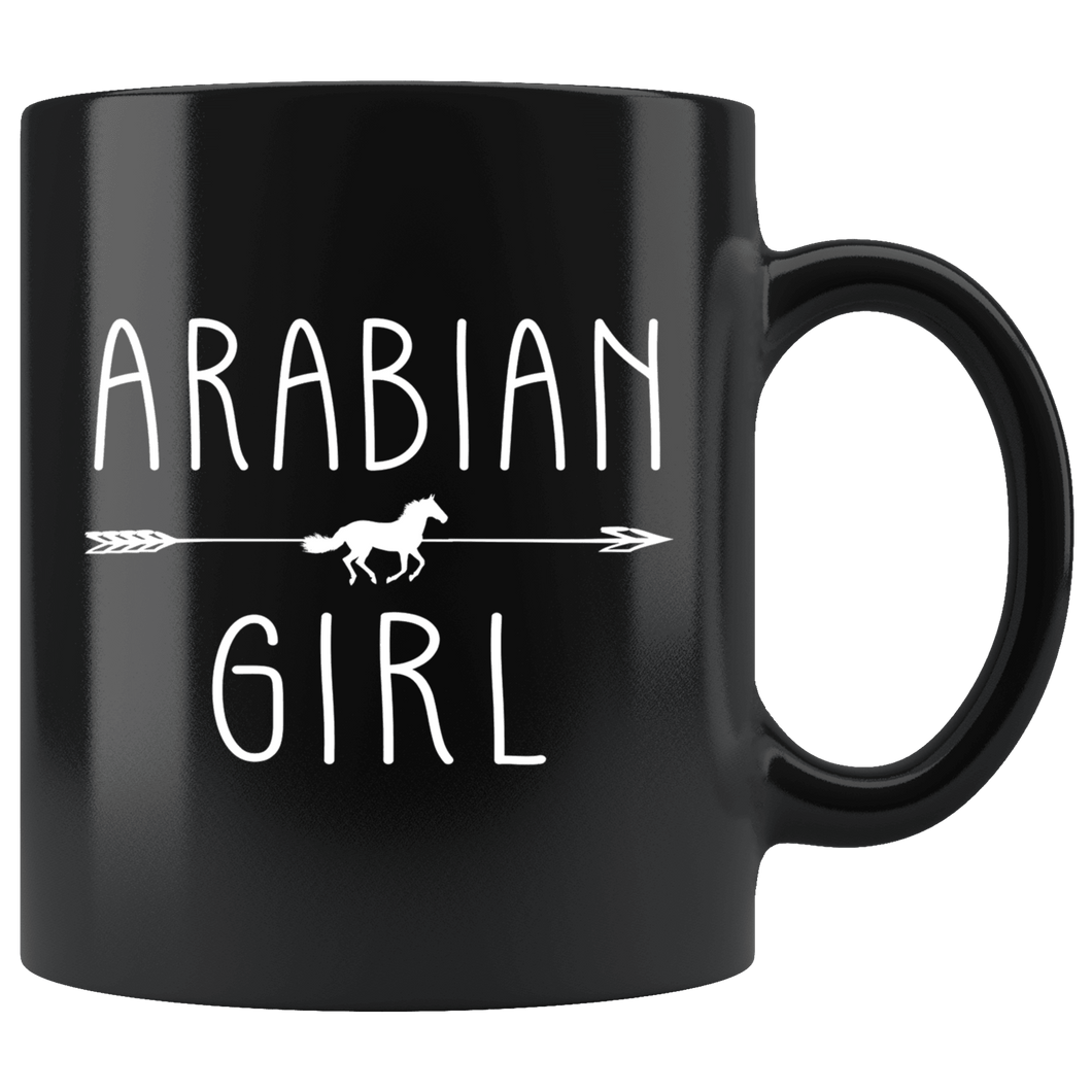 RobustCreative-Arabian Horse Girl Gifts Horses Lover Riding Racing - 11oz Black Mug Racing Lover Gift Idea