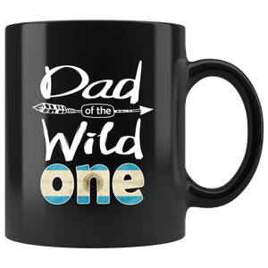 RobustCreative-Argentinian Dad of the Wild One Birthday Argentina Flag Black 11oz Mug Gift Idea