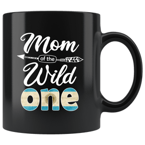 RobustCreative-Argentinian Mom of the Wild One Birthday Argentina Flag Black 11oz Mug Gift Idea
