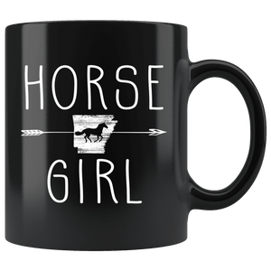 RobustCreative-Arkansas Horse Girl Gifts Arkansan Shape Country for women - 11oz Black Mug Riding Lover Gift Idea