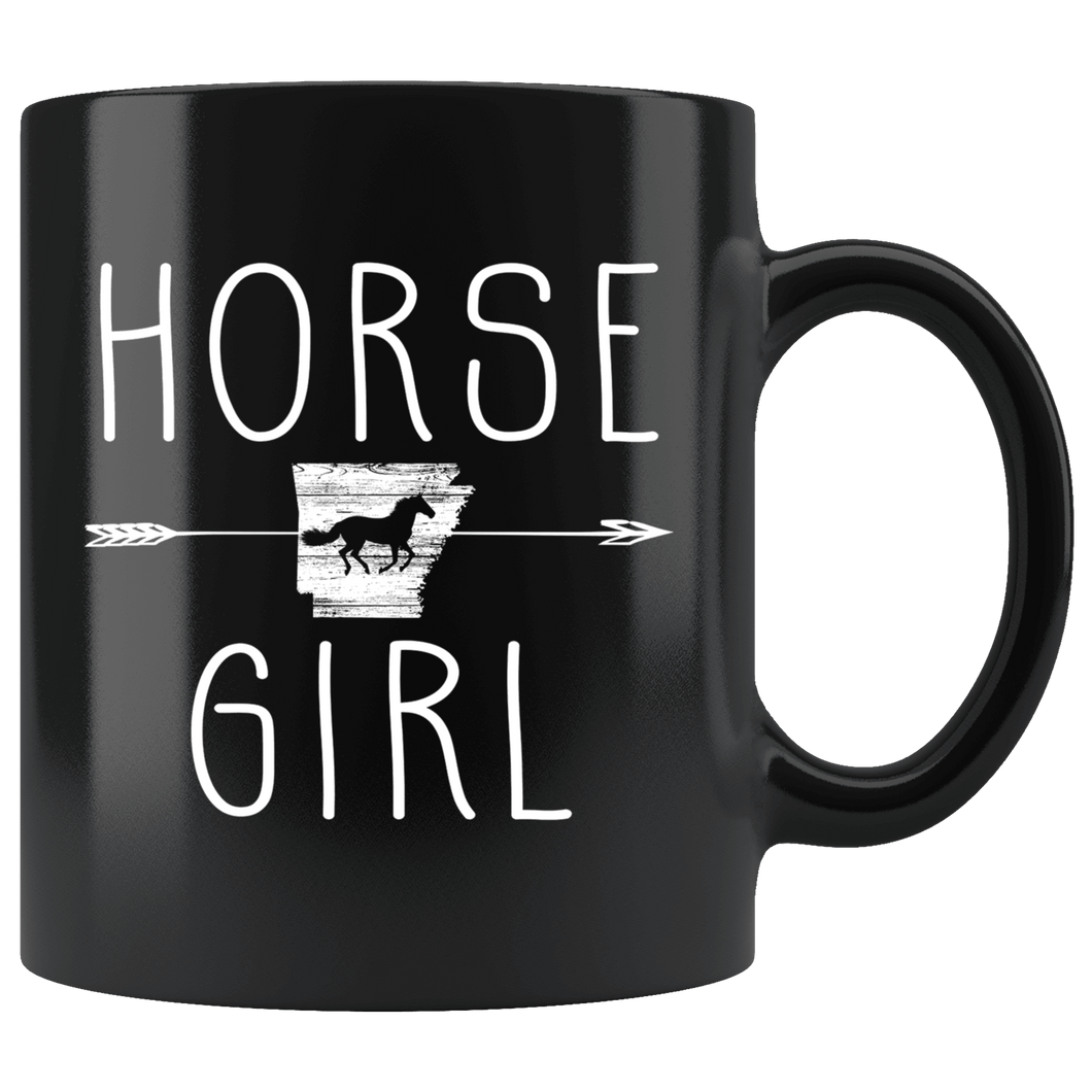 RobustCreative-Arkansas Horse Girl Gifts Arkansan Shape Country for women - 11oz Black Mug Riding Lover Gift Idea